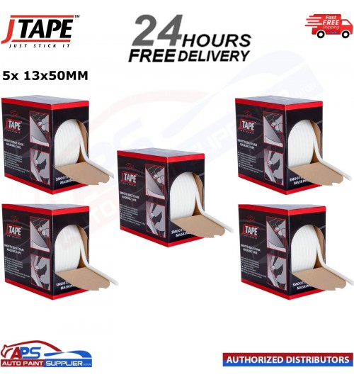 5x J Tape Masking Tape Smooth Soft Edge Foam 13mm x 50m Car Paint Spraying